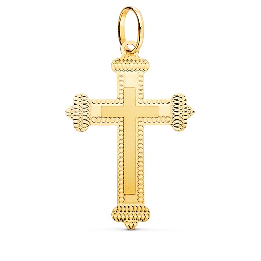 [PP4344-SXT] 18K CRUZ ORO AMARILLO SIN CRISTO TALLADA 35X23 MM