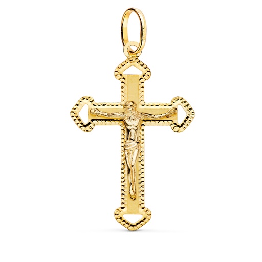 [PP4345] 18K CRUZ ORO AMARILLO CON CRISTO TALLADA 35X22 MM