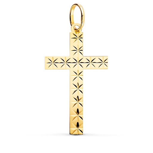 [PP4350] 18K CRUZ ORO AMARILLO SIN CRISTO TALLADA 35X19 MM