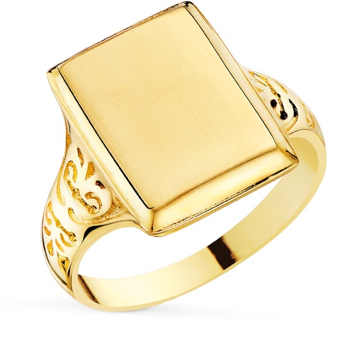 [PP4375] 18K SELLO ORO AMARILLO CON TALLADOS LATERALES CABEZA RECTANGULAR 13X10 MM