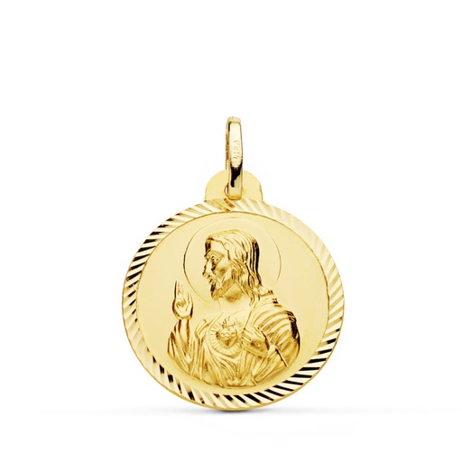 [PP5001-222] 18K MEDALLA CRISTO SAGRADO CORAZON DE JESUS HELICE 22 MM