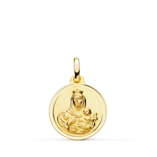 [PP5002-116] 18K MEDALLA VIRGEN DEL CARMEN BISEL 16 MM