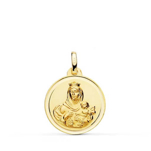 [PP5002-118] 18K MEDALLA VIRGEN DEL CARMEN BISEL 18 MM