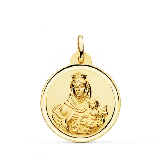[PP5002-124] 18K MEDALLA VIRGEN DEL CARMEN BISEL 24 MM