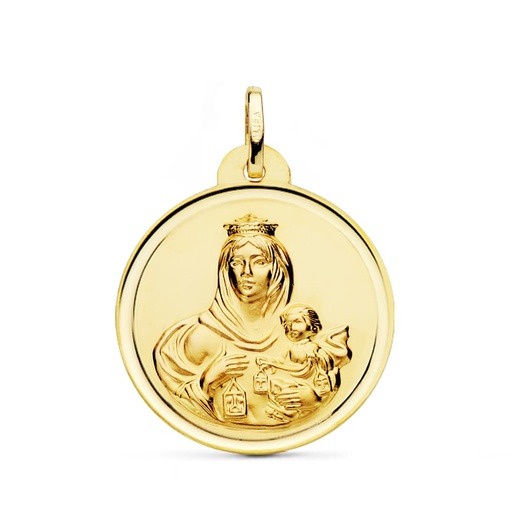 [PP5002-126] 18K MEDALLA VIRGEN DEL CARMEN BISEL 26 MM