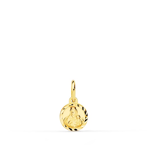 [PP5002-209] 18K MEDALLA ORO AMARILLO MINI VIRGEN DEL CARMEN TALLADA 8 MM