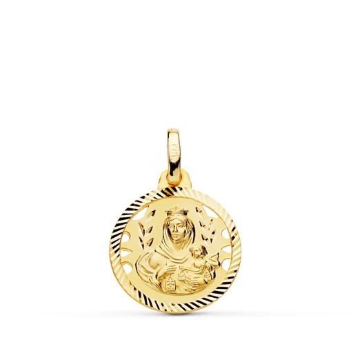 [PP5002-416] 18K MEDALLA VIRGEN DEL CARMEN CALADA HELICE 16 MM
