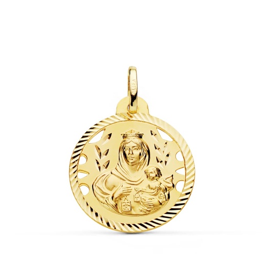 [PP5002-422] 18K MEDALLA VIRGEN DEL CARMEN CALADA HELICE 22 MM