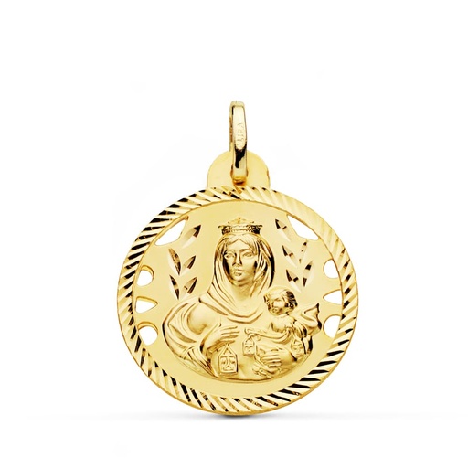 [PP5002-424] 18K MEDALLA VIRGEN DEL CARMEN CALADA HELICE 24 MM