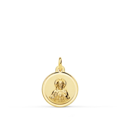 [PP5004-112] 18K MEDALLA CRISTO SAGRADO CORAZON JESUS BISEL 12 MM