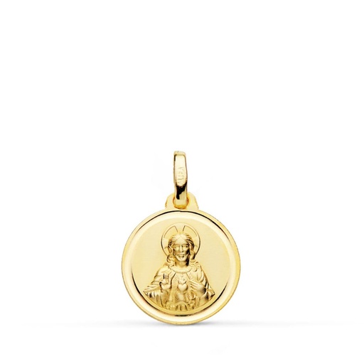[PP5004-114] 18K MEDALLA CRISTO SAGRADO CORAZON DE JESUS BISEL 14 MM