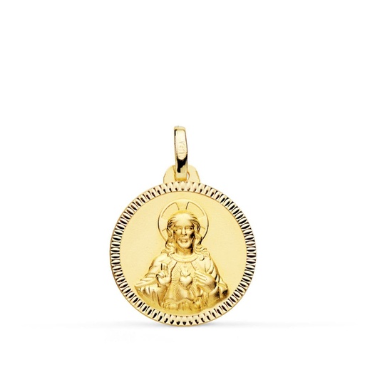 [PP5004-918] 18K MEDALLA CRISTO SAGRADO CORAZON DE JESUS 18 MM