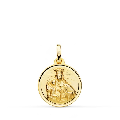 [PP5005-116] 18K MEDALLA VIRGEN MARIA DEL CARMEN BISEL 16 MM