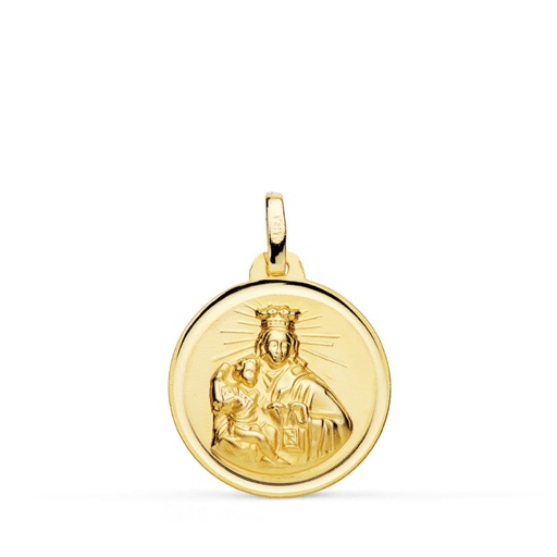 [PP5005-118] 18K MEDALLA VIRGEN MARIA DEL CARMEN BISEL 18 MM