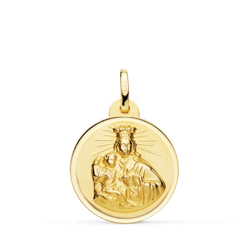 [PP5005-122] 18K MEDALLA VIRGEN MARIA DEL CARMEN 22 MM