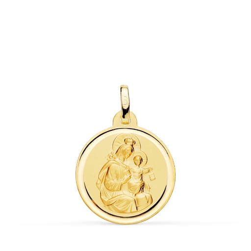 [PP5015-118] 18K MEDALLA VIRGEN MARIA DEL CARMEN BISEL 18 MM