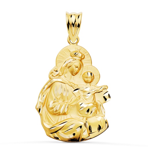 [PP5027-325] 18K MEDALLA VIRGEN DEL CARMEN SILUETA TALLADA 24X19 MM