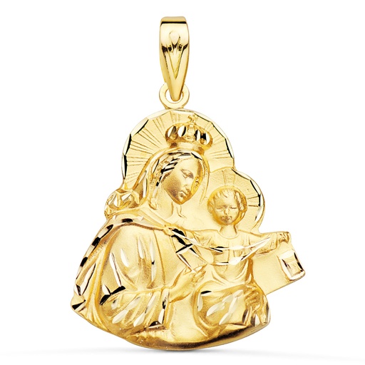 [PP5028-325] 18K MEDALLA VIRGEN DEL CARMEN SILUETA TALLADA 25X23 MM