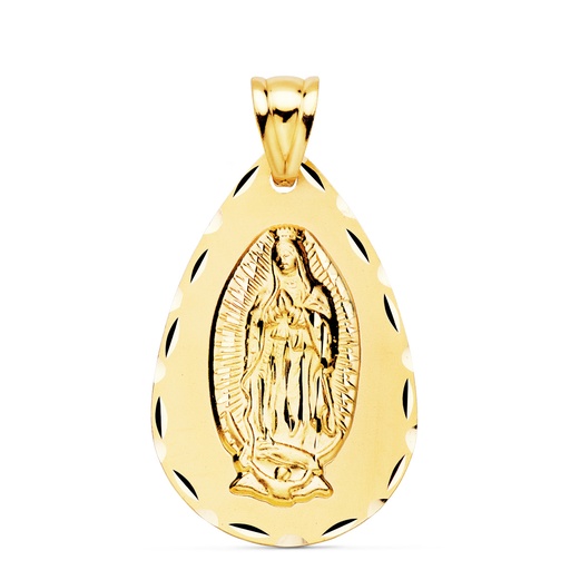 [PP6060-335] 18K MEDALLA VIRGEN DE GUADALUPE TALLA CLASICA GOTA 36 X 23 MM