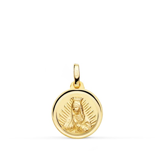[PP6061-114] 18K MEDALLA VIRGEN DE GUADALUPE 14 MM