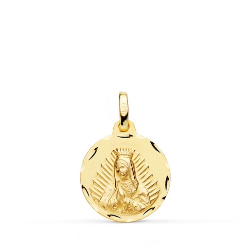 [PP6061-314] 18K MEDALLA ORO AMARILLO VIRGEN DE GUADALUPE TALLADA 14 MM