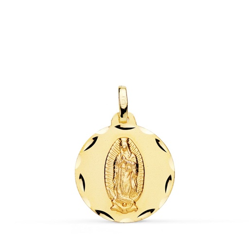 [PP6063-318] 18K MEDALLA VIRGEN DE GUADALUPE TALLADA 18 MM