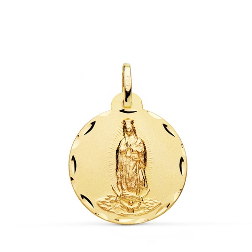 [PP6064-322] 18K MEDALLA ORO AMARILLO VIRGEN DE GUADALUPE TALLADA 22 MM