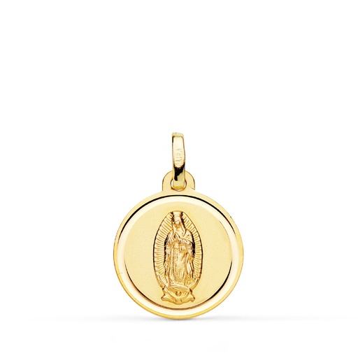 [PP6067-116] 18K MEDALLA ORO AMARILLO VIRGEN DE GUADALUPE BISEL 16 MM