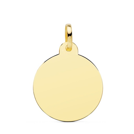 [PP6420-024] 18K CHAPA ORO AMARILLO DISCO LISO BRILLO 24 MM