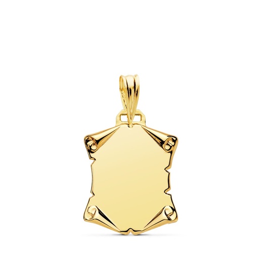 [PP6437-18] 18K CHAPA PERGAMINO LISO 18X14 MM