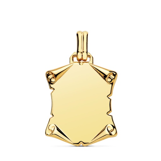 [PP6437-22] 18K CHAPA PERGAMINO LISO BRILLO PAPIRO. 22X20 MM