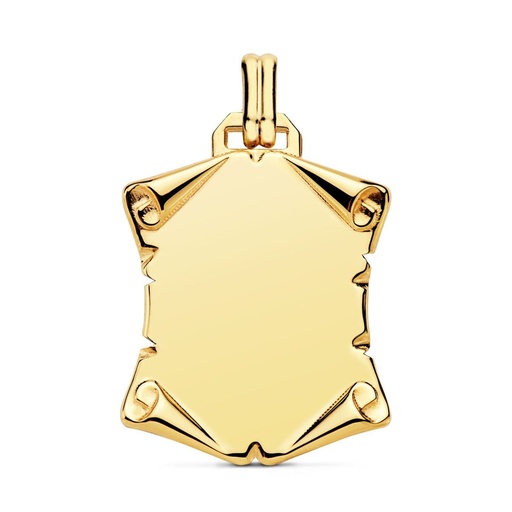 [PP6437-24] 18K CHAPA PERGAMINO LISO BRILLO PAPIRO. 24X22 MM
