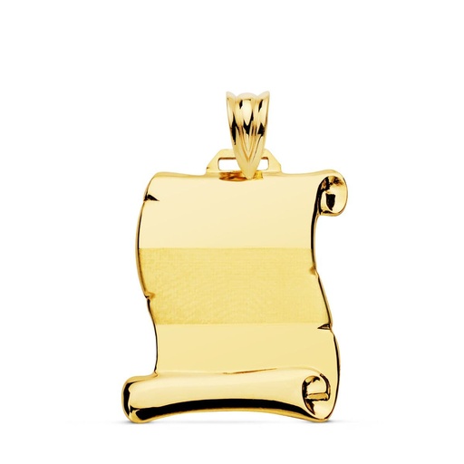 [PP6439-22] 18K CHAPA PERGAMINO BRILLO BANDA MATE 22X19 MM