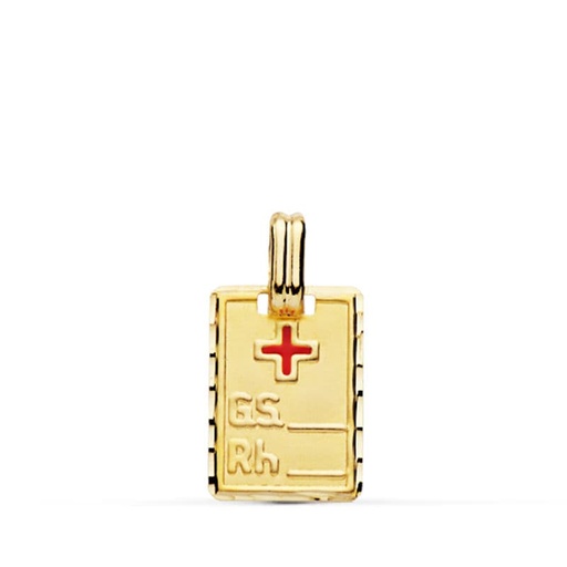[PP6467-16] 18K PLACA GRUPO SANGUINEO + RH PEQUEÑA 16X11 MM