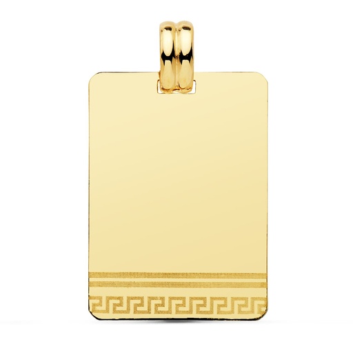 [PP6468-28] 18K CHAPA LASER GRECA 28X20 MM