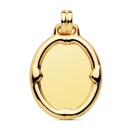 [PP6492-29] 18 CHAPA ORO AMARILLO OVAL BRILLO CON BORDE 29X24 MM