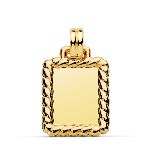 [PP6493-24] 18K CHAPA BRILLO CON BORDE 24X20 MM