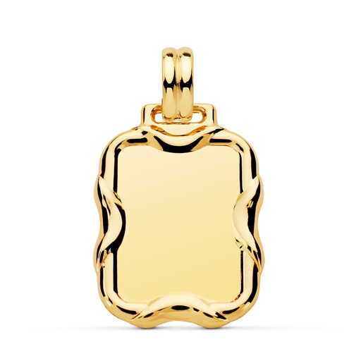 [PP6495-26X] 18K CHAPA LIGERA ORO AMARILLO RECTANGULAR EN BRILLO 26 X 21MM
