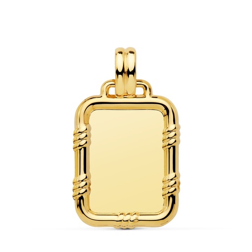 [PP6496-26] 18K CHAPA LISA BRILLO CON BORDE 26X20 MM
