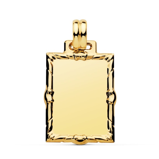 [PP6497-26] 18K CHAPA ORO AMARILLO RECTANGULAR EN BRILLO 26X21 MM