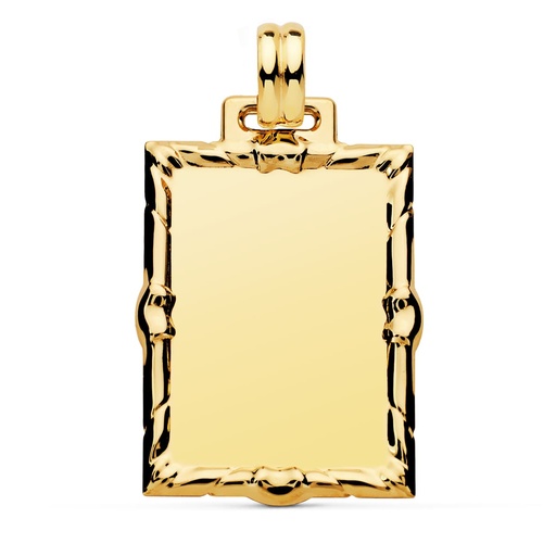 [PP6497-30] 18K CHAPA LABRADA RECTANGULAR 30X24 MM