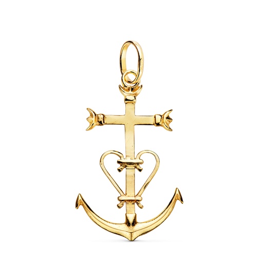 [PP670] 18K CRUZ DE LA CAMARGA ORO AMARILLO. 32 X 20 MM