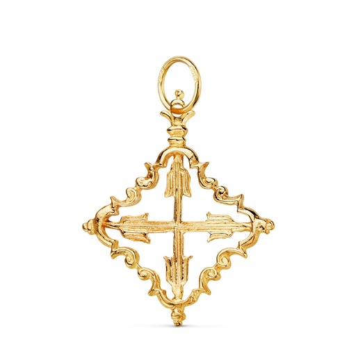 [PP677] 18K COLGANTE ORO AMARILLO CRUZ MALLORQUINA 30 X 24 MM