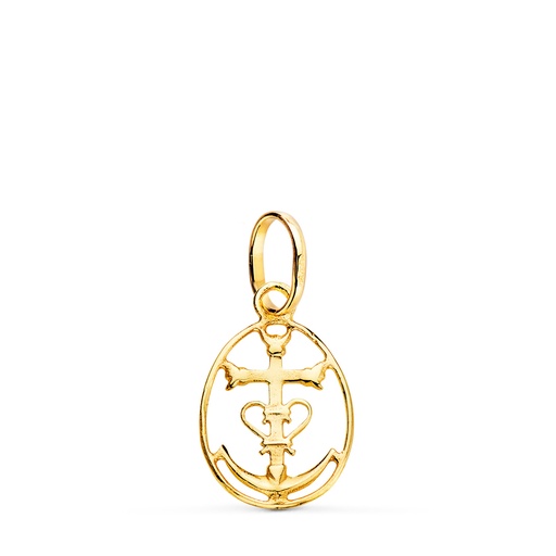 [PP685] 18K COLGANTE ORO AMARILLO CRUZ DE LA CAMARGA CON CERCO. 18 X 12 MM