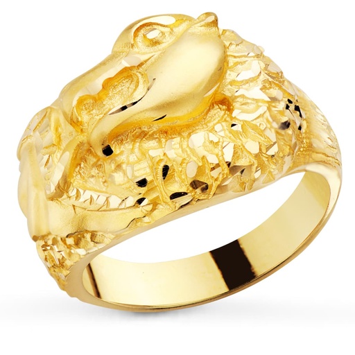 [PP705] 18K SELLO ORO AMARILLO MACIZO DRAGON TALLADO ANCHO 20 MM