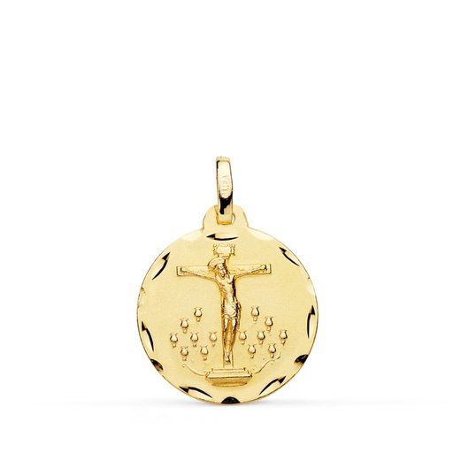 [PP7139-318] 18K MEDALLA CRISTO DE LA LAGUNA TALLADA 18 MM