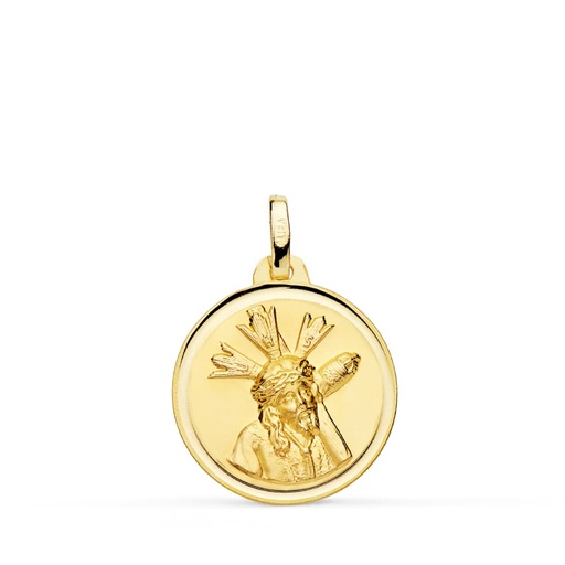 [PP7143-118] 18K MEDALLA CRISTO DEL GRAN PODER BISEL 18 MM