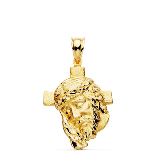 [PP7147-330] 18K CABEZA CRISTO CRUZ 31X21 MM