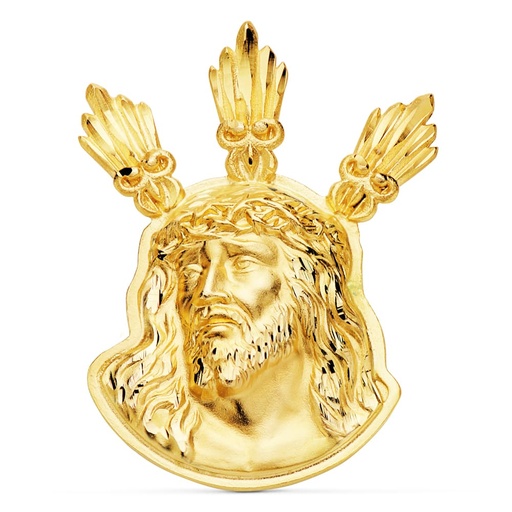 [PP7149-623] 18K COLGANTE CABEZA DE CRISTO POTENCIAS 38X29 MM