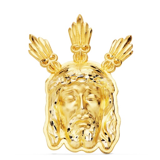 [PP7150-623] 18K COLGANTE CABEZA DE CRISTO POTENCIAS 39X28 MM